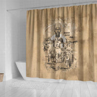 Mansa Musa Shower Curtain Sepia Map Historic Pilgrimage Empire Expedition 1324 African Royalty Legacy - Wonder Print Shop
