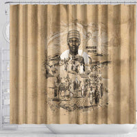 Mansa Musa Shower Curtain Sepia Map Historic Pilgrimage Empire Expedition 1324 African Royalty Legacy - Wonder Print Shop