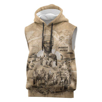 Mansa Musa Sleeveless Hoodie Sepia Map Historic Pilgrimage Empire Expedition 1324 African Royalty Legacy - Wonder Print Shop