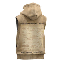 Mansa Musa Sleeveless Hoodie Sepia Map Historic Pilgrimage Empire Expedition 1324 African Royalty Legacy - Wonder Print Shop