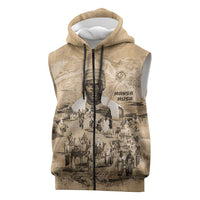 Mansa Musa Sleeveless Zip Hoodie Sepia Map Historic Pilgrimage Empire Expedition 1324 African Royalty Legacy - Wonder Print Shop