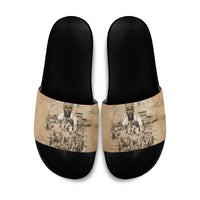 Mansa Musa Slide Sandals Sepia Map Historic Pilgrimage Empire Expedition 1324 African Royalty Legacy - Wonder Print Shop