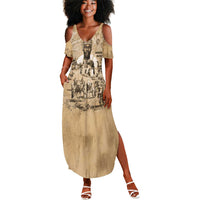 Mansa Musa Summer Maxi Dress Sepia Map Historic Pilgrimage Empire Expedition 1324 African Royalty Legacy - Wonder Print Shop