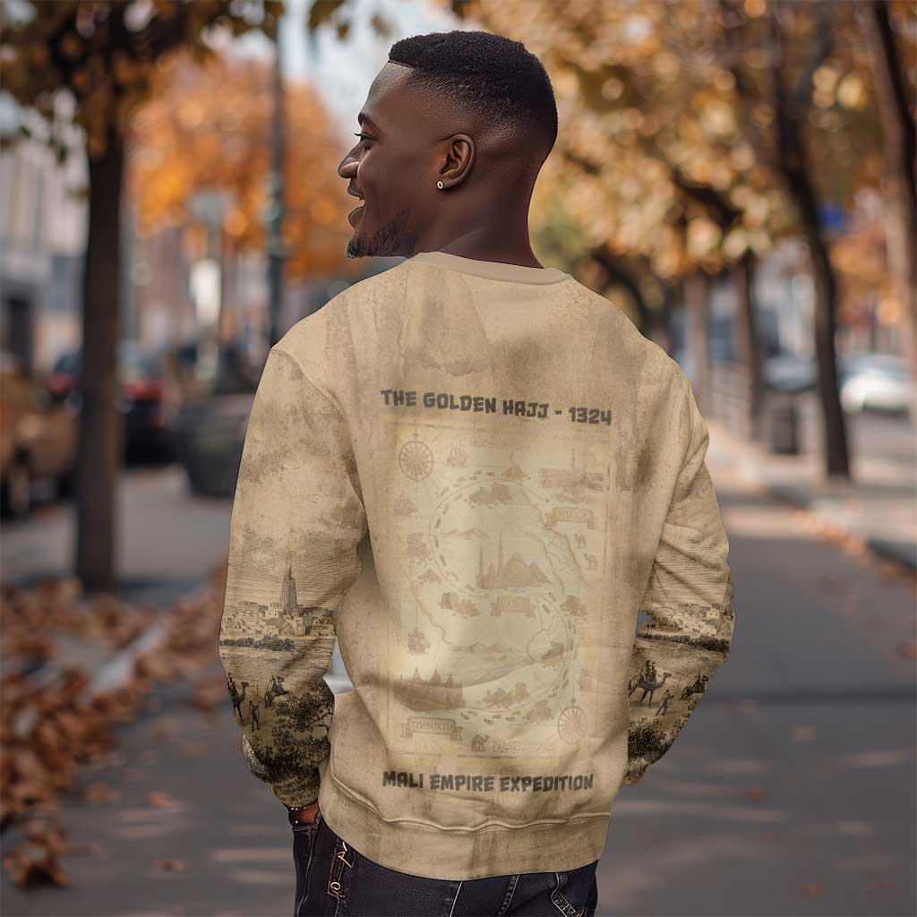 Mansa Musa Sweatshirt Sepia Map Historic Pilgrimage Empire Expedition 1324 African Royalty Legacy - Wonder Print Shop