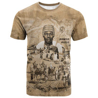 Mansa Musa T shirt Sepia Map Historic Pilgrimage Empire Expedition 1324 African Royalty Legacy - Wonder Print Shop