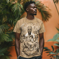 Mansa Musa T shirt Sepia Map Historic Pilgrimage Empire Expedition 1324 African Royalty Legacy - Wonder Print Shop
