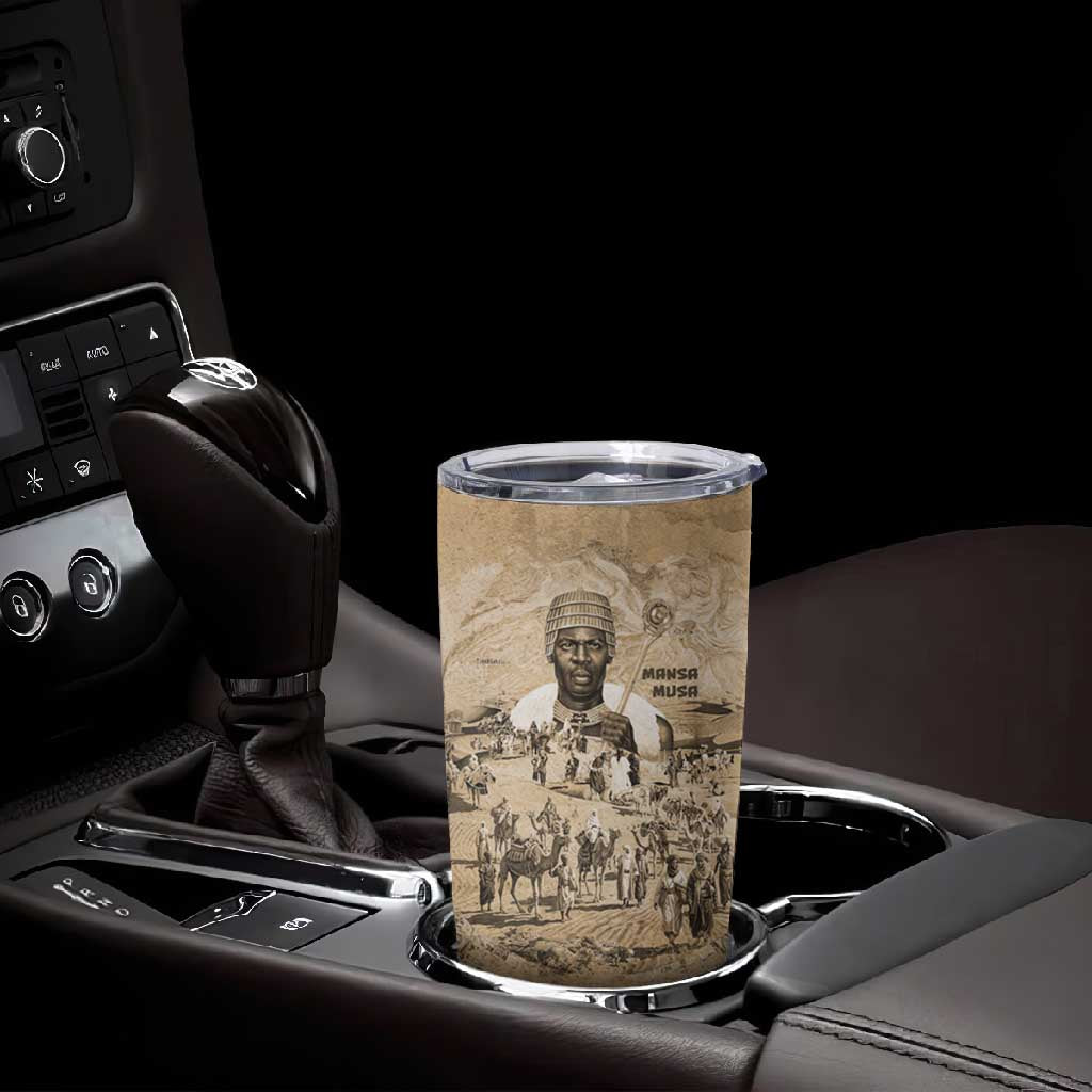 Mansa Musa Tumbler Cup Sepia Map Historic Pilgrimage Empire Expedition 1324 African Royalty Legacy - Wonder Print Shop