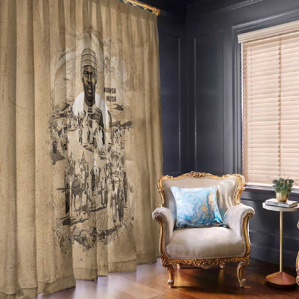Mansa Musa Window Curtain Sepia Map Historic Pilgrimage Empire Expedition 1324 African Royalty Legacy - Wonder Print Shop