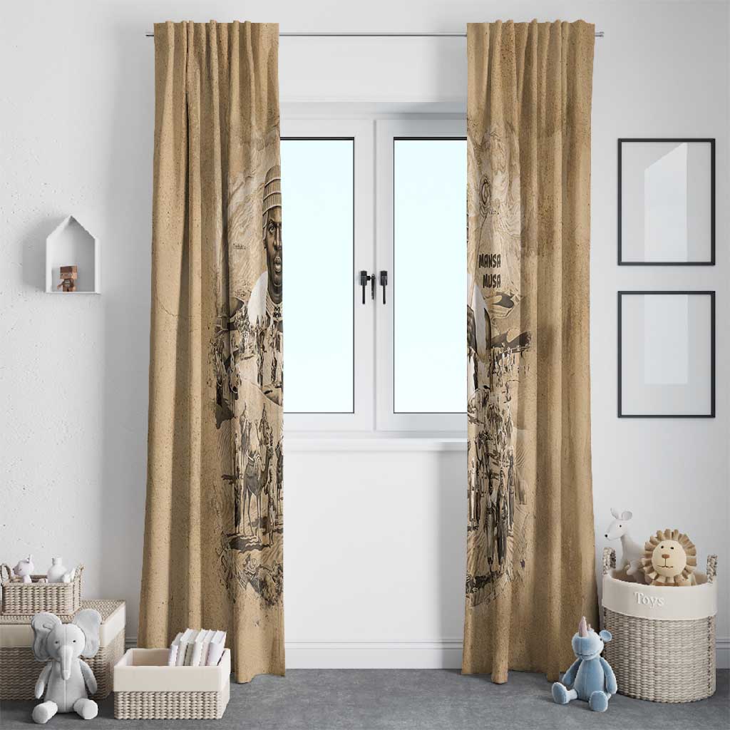 Mansa Musa Window Curtain Sepia Map Historic Pilgrimage Empire Expedition 1324 African Royalty Legacy - Wonder Print Shop