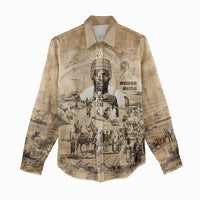 Mansa Musa Women Casual Shirt Sepia Map Historic Pilgrimage Empire Expedition 1324 African Royalty Legacy - Wonder Print Shop