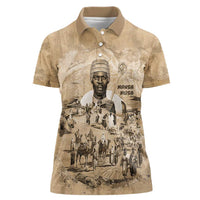 Mansa Musa Women Polo Shirt Sepia Map Historic Pilgrimage Empire Expedition 1324 African Royalty Legacy - Wonder Print Shop