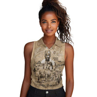 Mansa Musa Women Sleeveless Polo Shirt Sepia Map Historic Pilgrimage Empire Expedition 1324 African Royalty Legacy - Wonder Print Shop