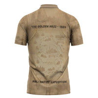 Mansa Musa Zipper Polo Shirt Sepia Map Historic Pilgrimage Empire Expedition 1324 African Royalty Legacy - Wonder Print Shop