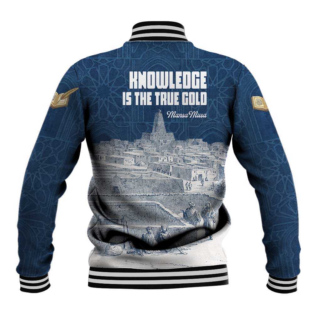 Mansa Musa Sankore University Baseball Jacket Knowledge is the True Gold - African Scholarly Legacy - Wonder Print Shop