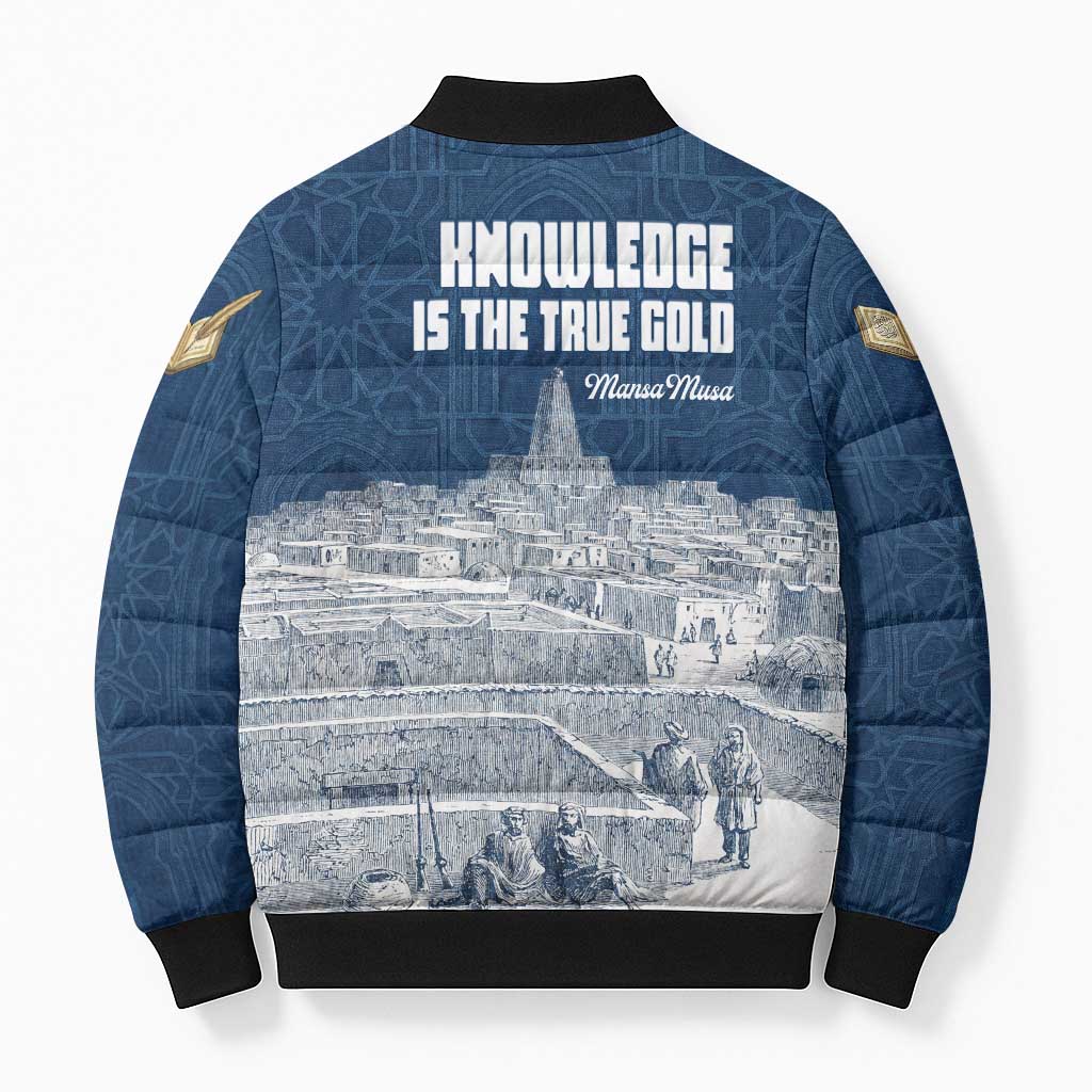 Mansa Musa Sankore University Bomber Puffer Jacket Knowledge is the True Gold - African Scholarly Legacy - Wonder Print Shop