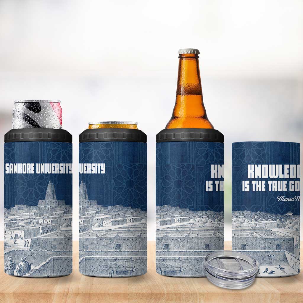 Mansa Musa Sankore University 4 in 1 Can Cooler Tumbler Knowledge is the True Gold - African Scholarly Legacy - Wonder Print Shop
