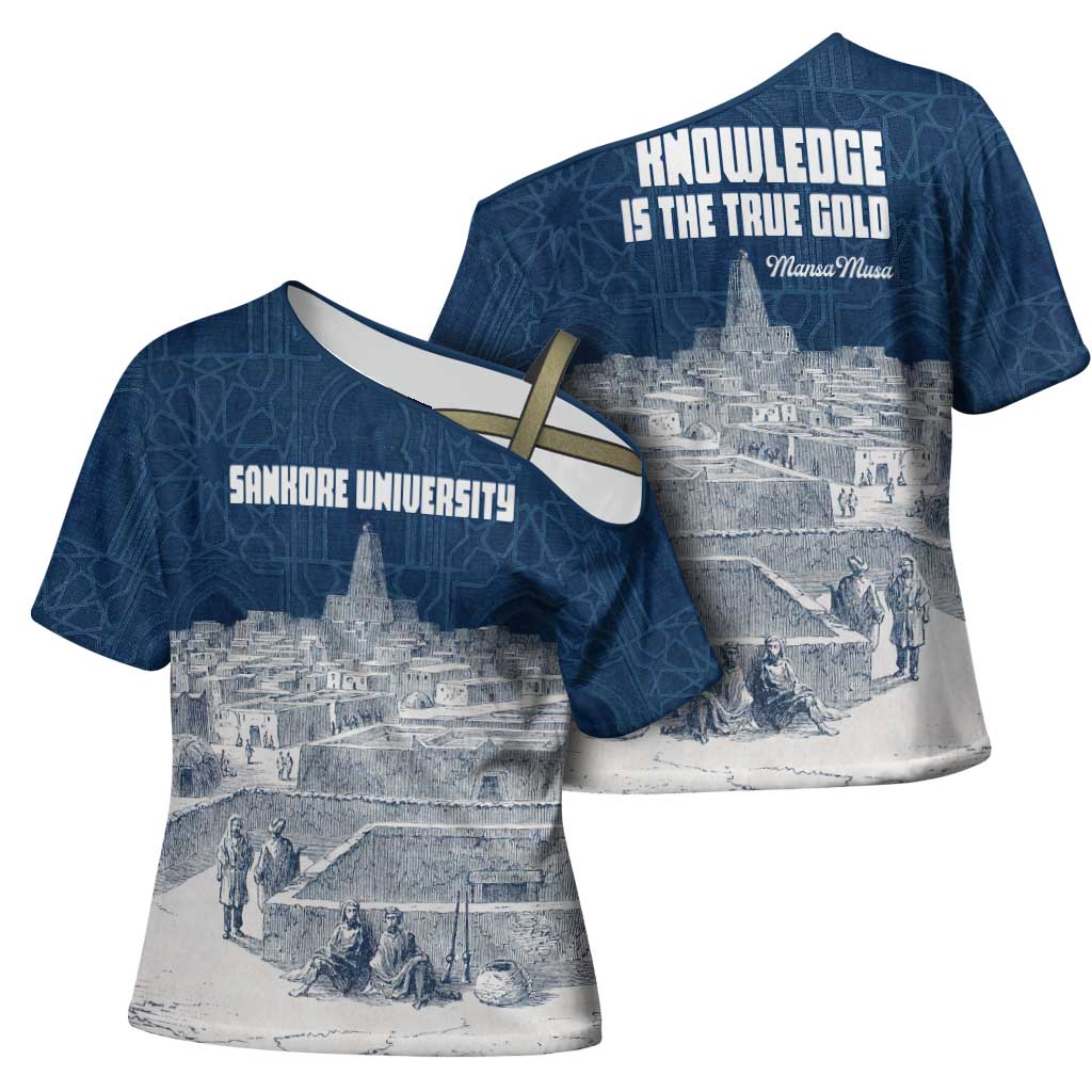 Mansa Musa Sankore University Cross Shoulder Shirt Knowledge is the True Gold - African Scholarly Legacy - Wonder Print Shop