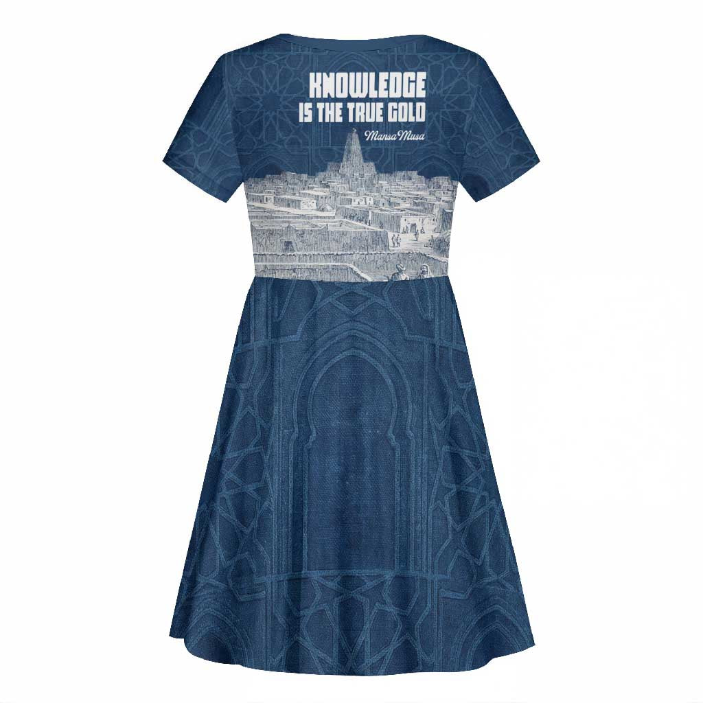 Mansa Musa Sankore University Kid Short Sleeve Dress Knowledge is the True Gold - African Scholarly Legacy - Wonder Print Shop