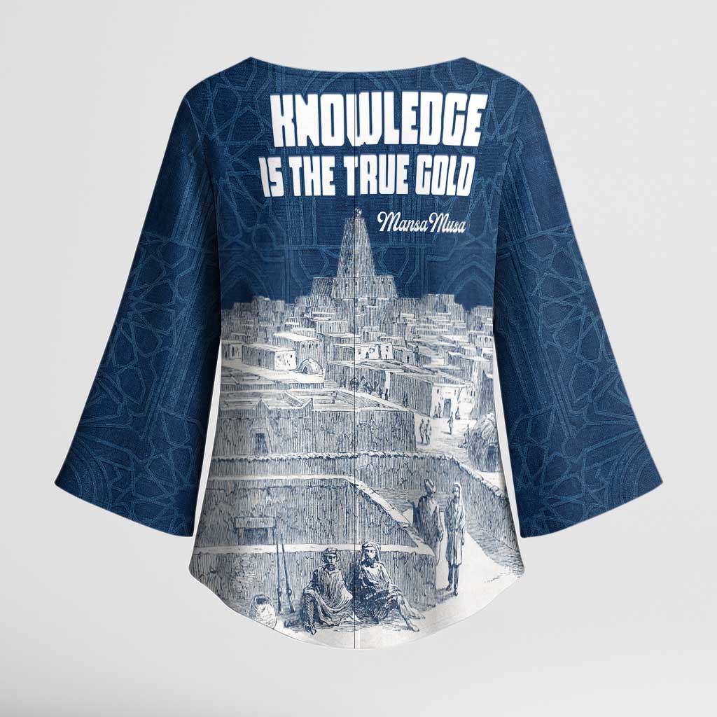 Mansa Musa Sankore University Kimono Sleeve Blouse Knowledge is the True Gold - African Scholarly Legacy - Wonder Print Shop