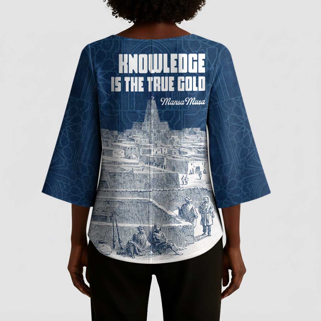 Mansa Musa Sankore University Kimono Sleeve Blouse Knowledge is the True Gold - African Scholarly Legacy - Wonder Print Shop
