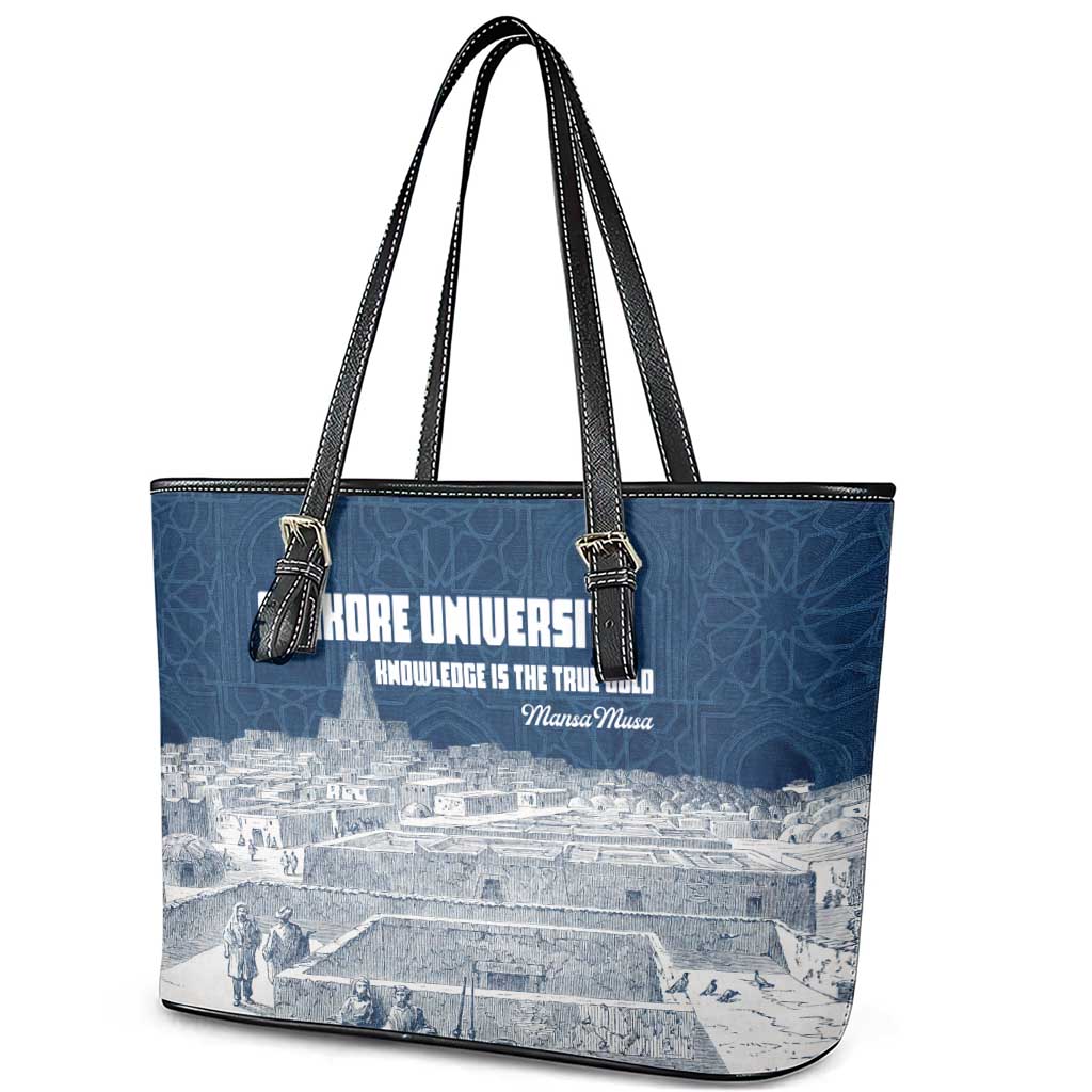 Mansa Musa Sankore University Leather Tote Bag Knowledge is the True Gold - African Scholarly Legacy - Wonder Print Shop
