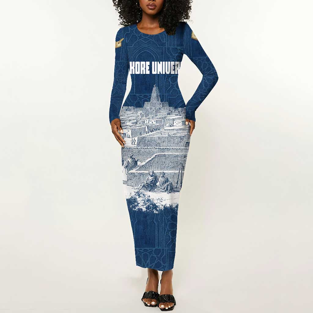 Mansa Musa Sankore University Long Sleeve Bodycon Dress Knowledge is the True Gold - African Scholarly Legacy - Wonder Print Shop