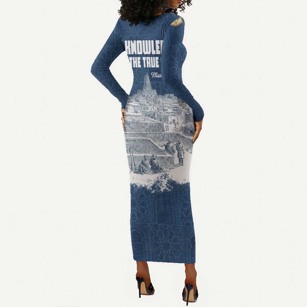 Mansa Musa Sankore University Long Sleeve Bodycon Dress Knowledge is the True Gold - African Scholarly Legacy - Wonder Print Shop