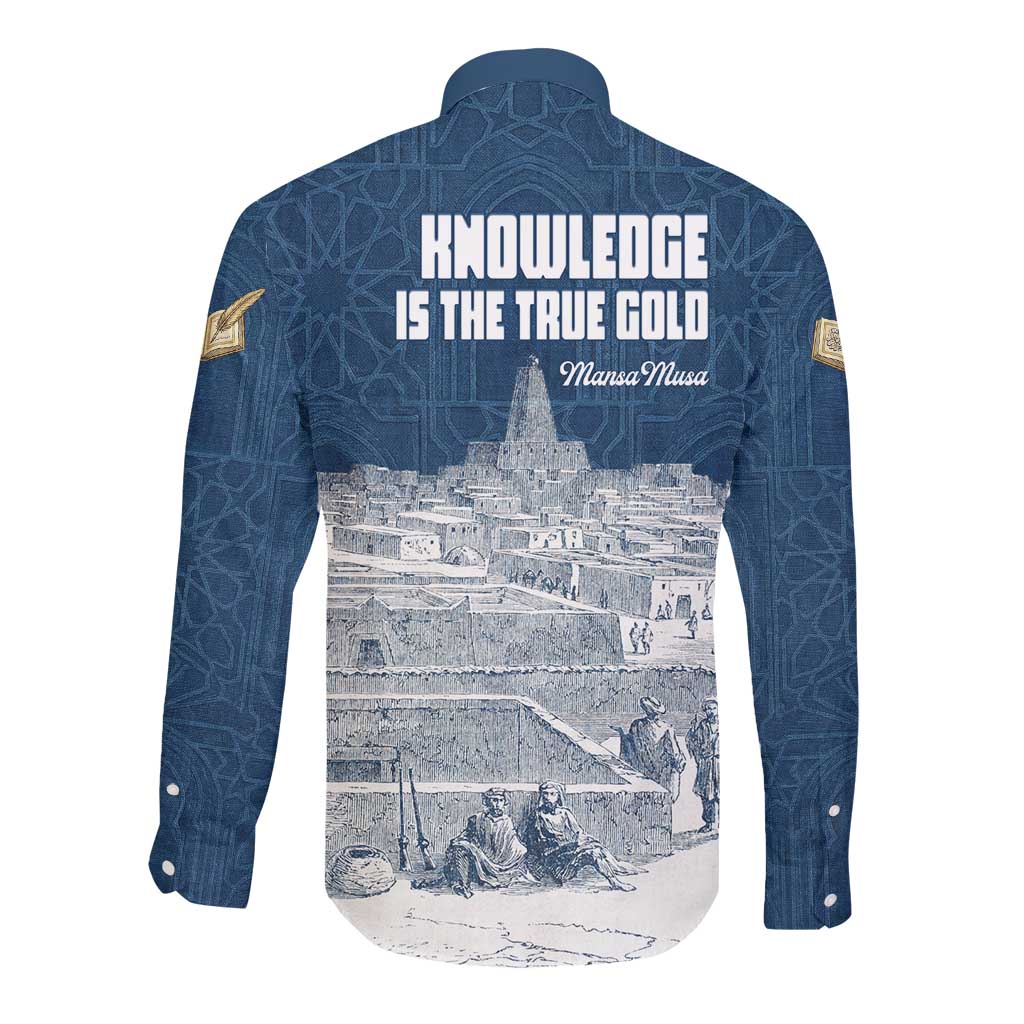 Mansa Musa Sankore University Long Sleeve Button Shirt Knowledge is the True Gold - African Scholarly Legacy - Wonder Print Shop