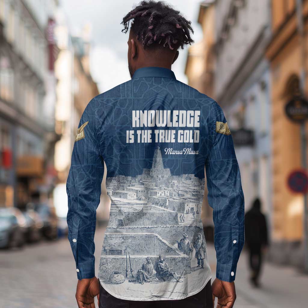 Mansa Musa Sankore University Long Sleeve Button Shirt Knowledge is the True Gold - African Scholarly Legacy - Wonder Print Shop