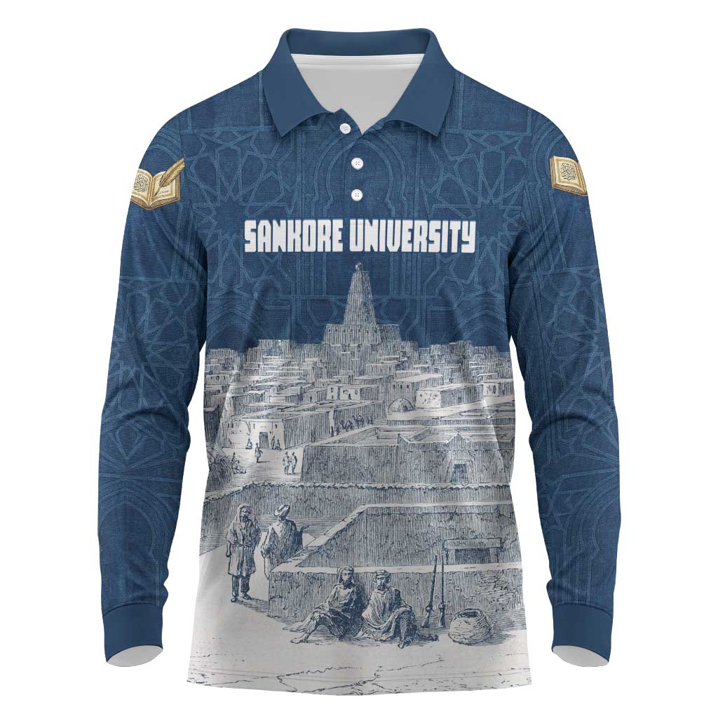Mansa Musa Sankore University Long Sleeve Polo Shirt Knowledge is the True Gold - African Scholarly Legacy - Wonder Print Shop