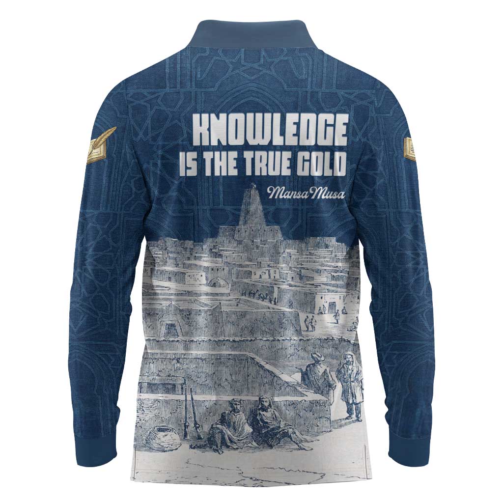 Mansa Musa Sankore University Long Sleeve Polo Shirt Knowledge is the True Gold - African Scholarly Legacy - Wonder Print Shop