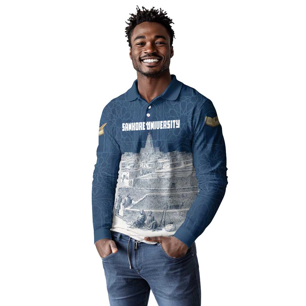 Mansa Musa Sankore University Long Sleeve Polo Shirt Knowledge is the True Gold - African Scholarly Legacy - Wonder Print Shop