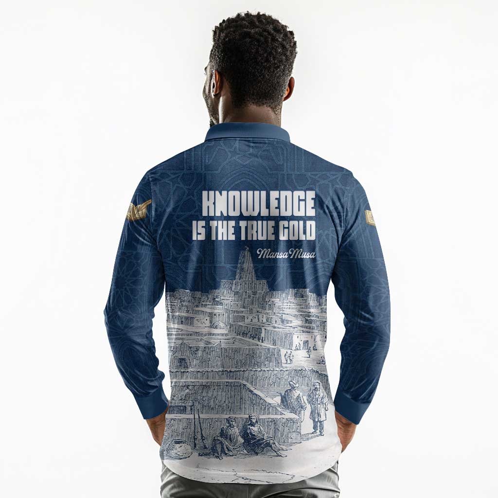 Mansa Musa Sankore University Long Sleeve Polo Shirt Knowledge is the True Gold - African Scholarly Legacy - Wonder Print Shop