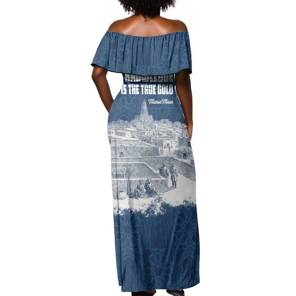 Mansa Musa Sankore University Off Shoulder Maxi Dress Knowledge is the True Gold - African Scholarly Legacy - Wonder Print Shop