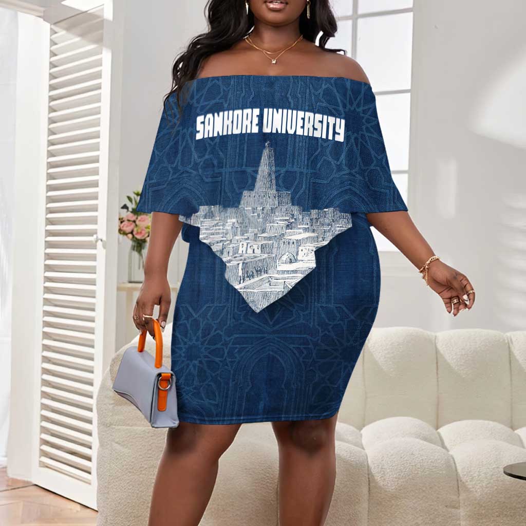 Mansa Musa Sankore University Off Shoulder Short Dress Knowledge is the True Gold - African Scholarly Legacy - Wonder Print Shop
