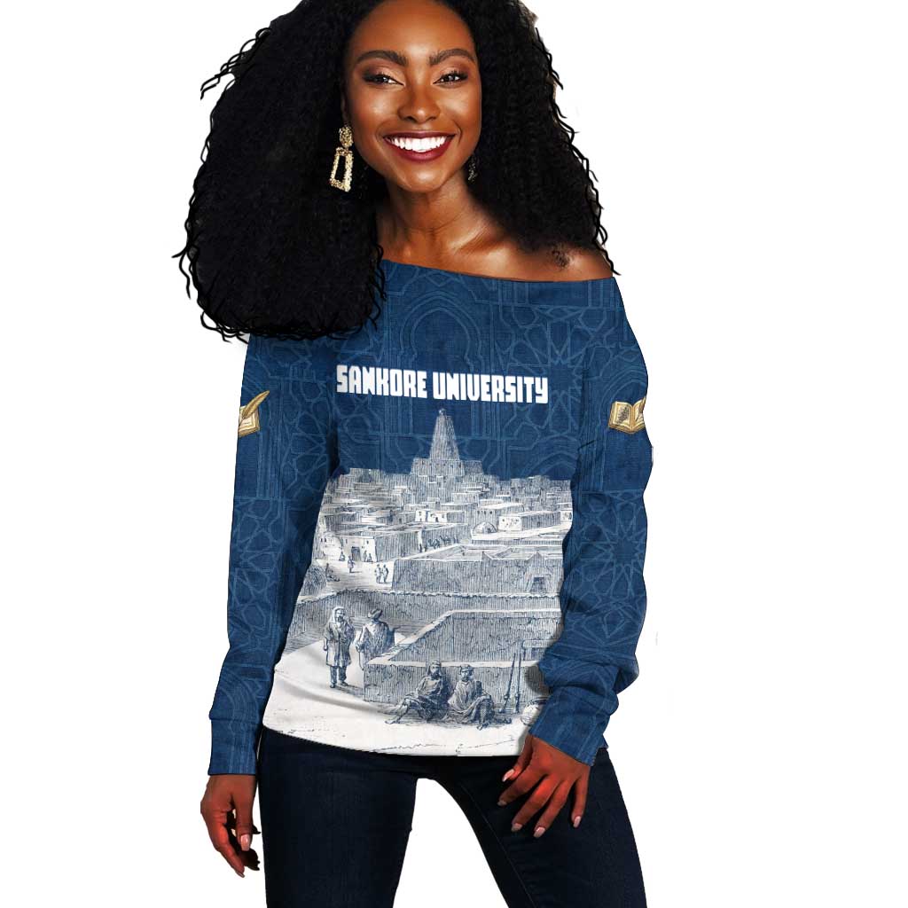 Mansa Musa Sankore University Off Shoulder Sweater Knowledge is the True Gold - African Scholarly Legacy - Wonder Print Shop