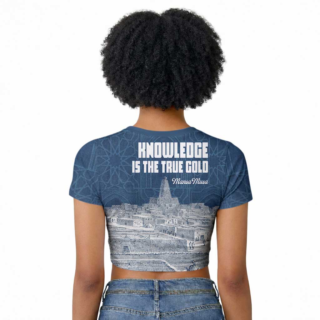 Mansa Musa Sankore University Raglan Cropped T shirt Knowledge is the True Gold - African Scholarly Legacy - Wonder Print Shop