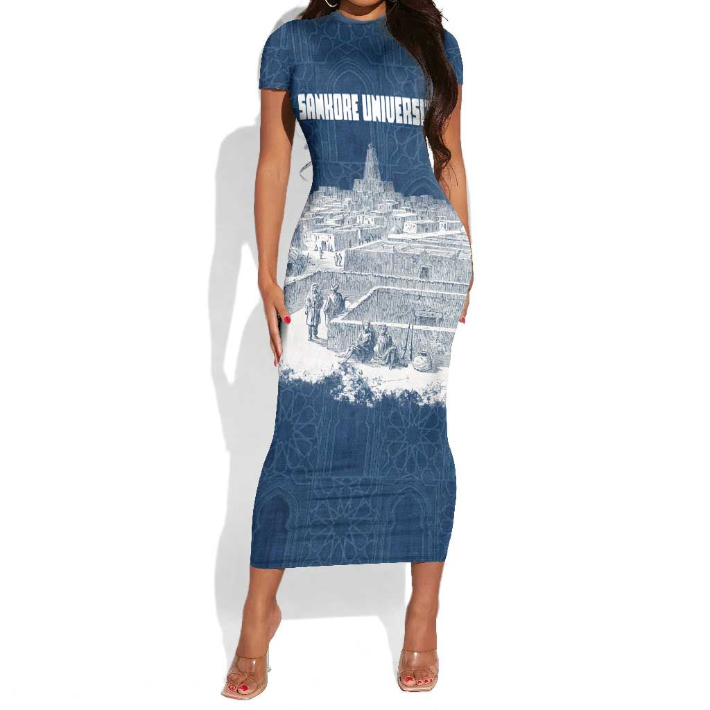 Mansa Musa Sankore University Short Sleeve Bodycon Dress Knowledge is the True Gold - African Scholarly Legacy - Wonder Print Shop