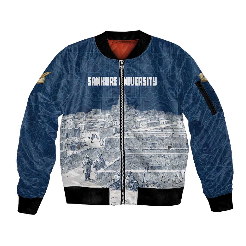 Mansa Musa Sankore University Sleeve Zip Bomber Jacket Knowledge is the True Gold - African Scholarly Legacy - Wonder Print Shop