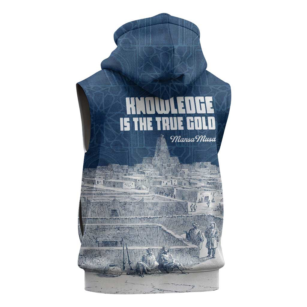 Mansa Musa Sankore University Sleeveless Zip Hoodie Knowledge is the True Gold - African Scholarly Legacy - Wonder Print Shop