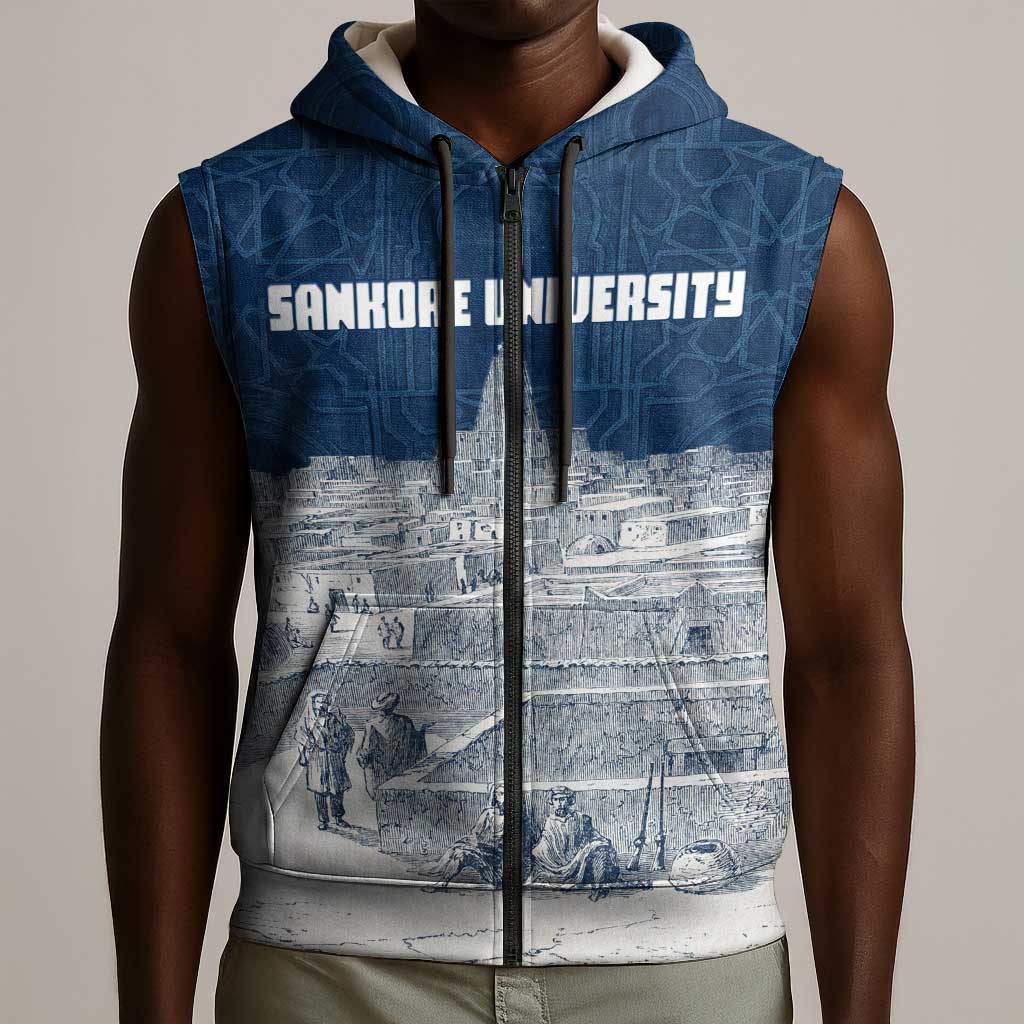 Mansa Musa Sankore University Sleeveless Zip Hoodie Knowledge is the True Gold - African Scholarly Legacy - Wonder Print Shop