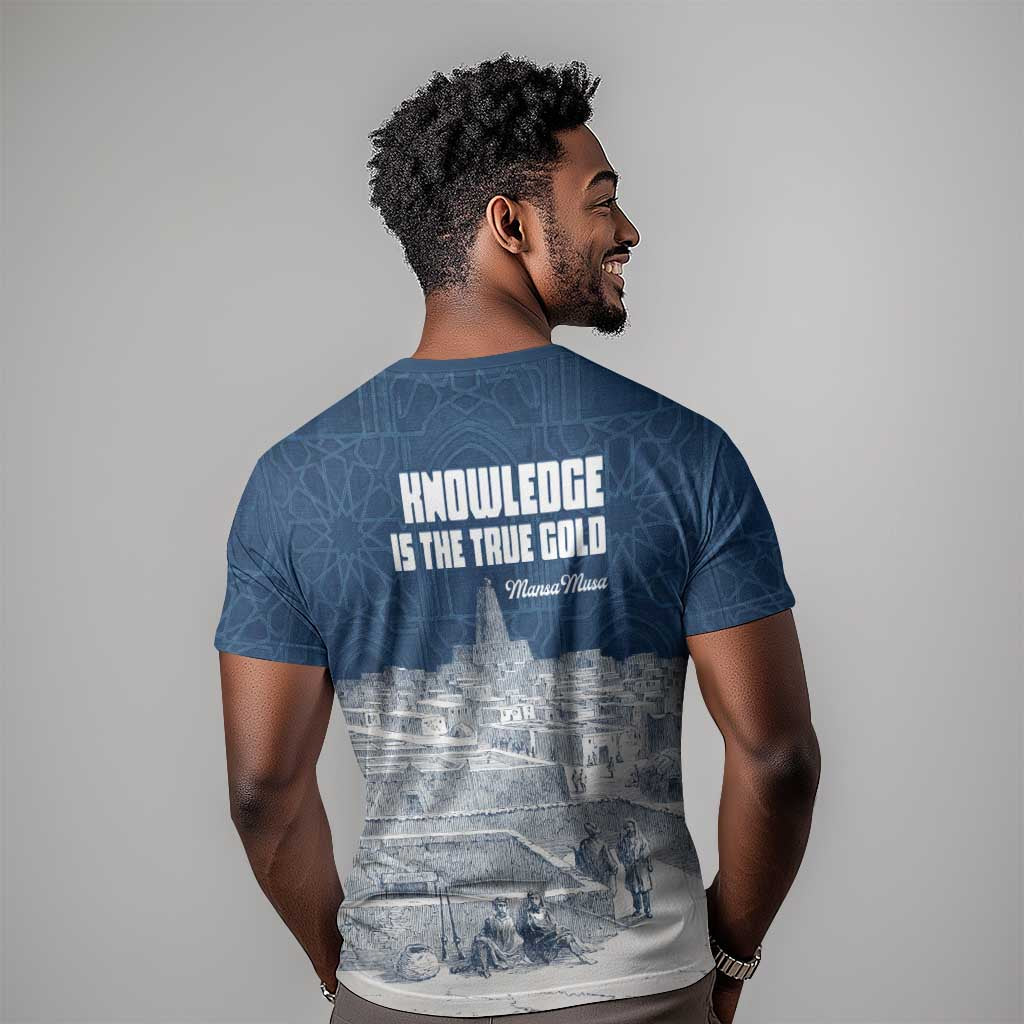 Mansa Musa Sankore University T shirt Knowledge is the True Gold - African Scholarly Legacy - Wonder Print Shop