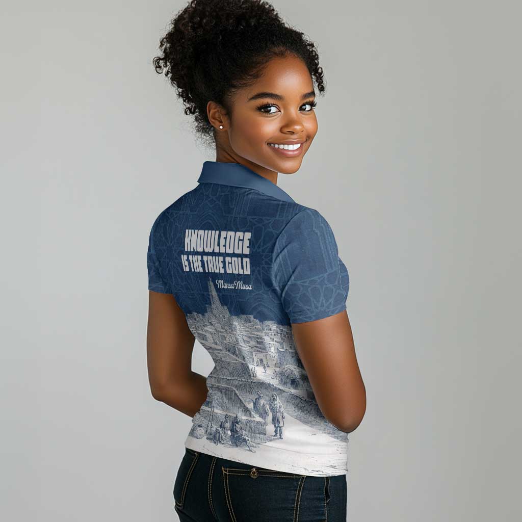 Mansa Musa Sankore University Women Polo Shirt Knowledge is the True Gold - African Scholarly Legacy - Wonder Print Shop