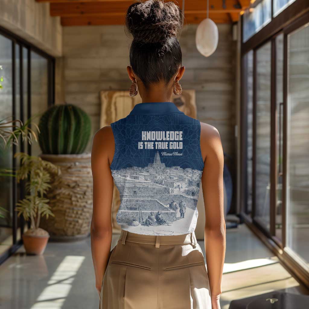 Mansa Musa Sankore University Women Sleeveless Polo Shirt Knowledge is the True Gold - African Scholarly Legacy - Wonder Print Shop