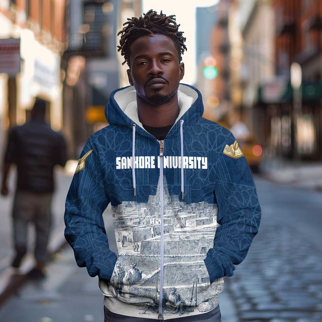 Mansa Musa Sankore University Zip Hoodie Knowledge is the True Gold - African Scholarly Legacy - Wonder Print Shop