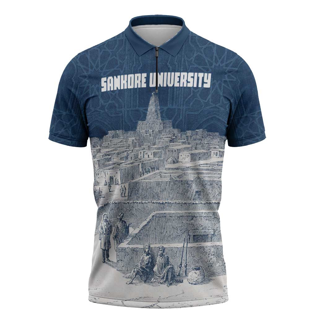 Mansa Musa Sankore University Zipper Polo Shirt Knowledge is the True Gold - African Scholarly Legacy - Wonder Print Shop