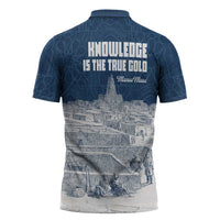 Mansa Musa Sankore University Zipper Polo Shirt Knowledge is the True Gold - African Scholarly Legacy - Wonder Print Shop