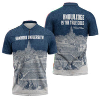 Mansa Musa Sankore University Zipper Polo Shirt Knowledge is the True Gold - African Scholarly Legacy - Wonder Print Shop