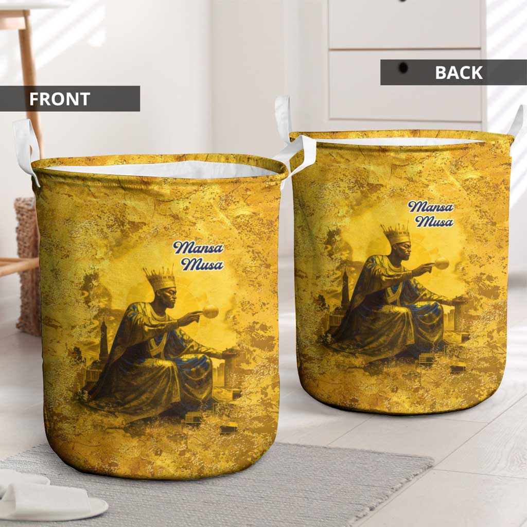 Mansa Musa Laundry Basket Golden Legacy Theme Ancient Map Regal Portrait of Mali Emperor Timbuktu - Wonder Print Shop