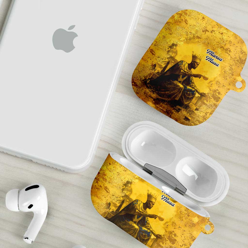 Mansa Musa AirPods Case Golden Legacy Theme Ancient Map Regal Portrait of Mali Emperor Timbuktu - Wonder Print Shop